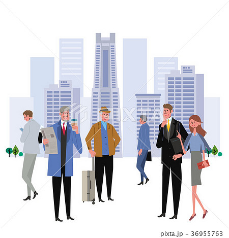 ビル群 働く人々 イラストのイラスト素材