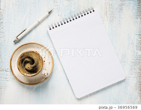 Morning coffee and notepad 36956569