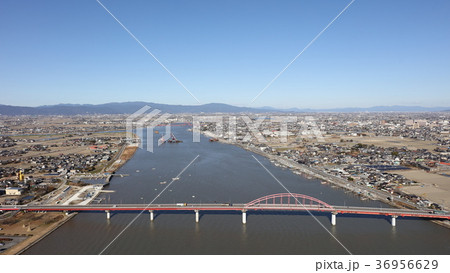 新田大橋 デ・レーケ導流堤（若津港導流堤） 福岡県大川市（満潮時） 36956629