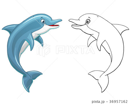 Dolphin jumps colorful and outline 36957162