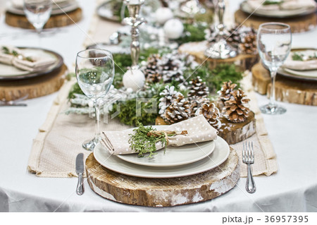 Christmas background with an empty plate. Christmas background with an empty plate. 36957395