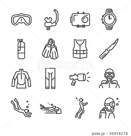 Scuba diving icon set. 36958278