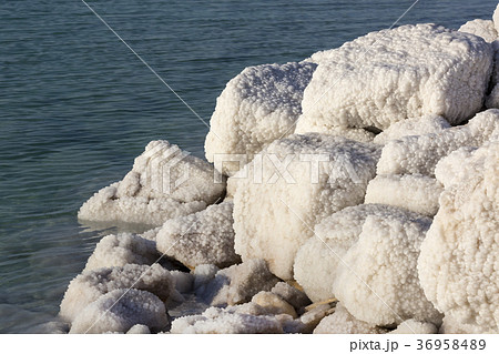 Dead Sea salt deposits stones white crystals 36958489