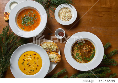 Concept of healthy vegetable and legume soups. re Concept of healthy vegetable and legume soups. re 36958599