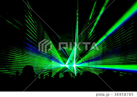 Green laser show nightlife club and party people 36958785