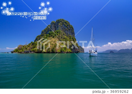 Happy New Year 2018 and Sea background Happy New Year 2018 and Sea background 36959262