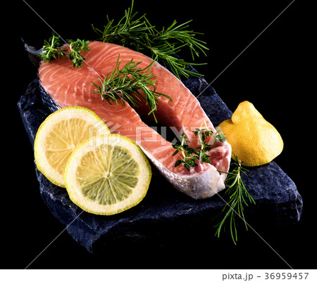 Raw Salmon Steak 36959457