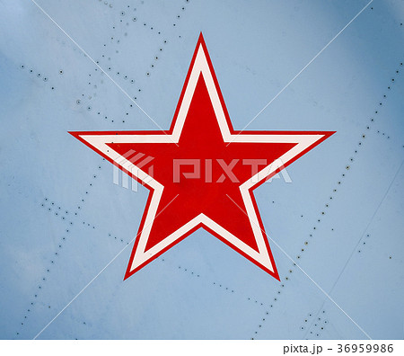 Five-pointed red star on the wing skin of a Five-pointed red star on the wing skin of a 36959986