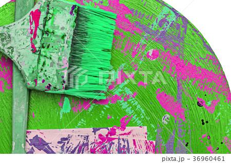 Paints and brushes on dirty background Paints and brushes on dirty background 36960461