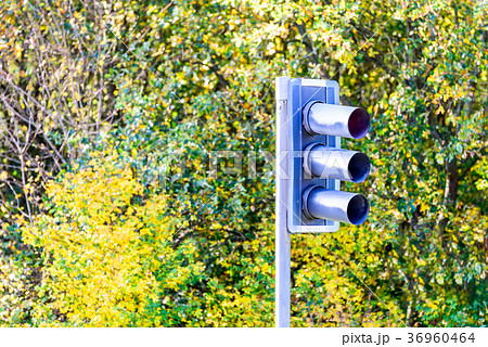 Day view of traffic light stand in uk 36960464