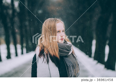 Cute Girl in Winter Park Outdoors Cute Girl in Winter Park Outdoors 36961458