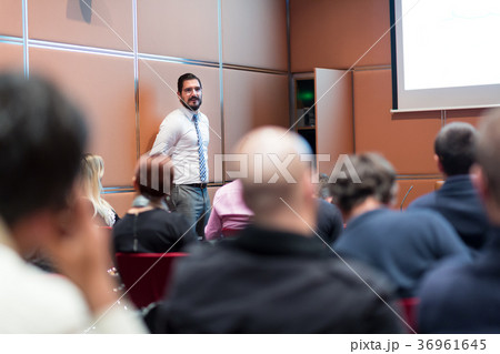 Speaker Giving a Talk at Business Meeting. Speaker Giving a Talk at Business Meeting. 36961645