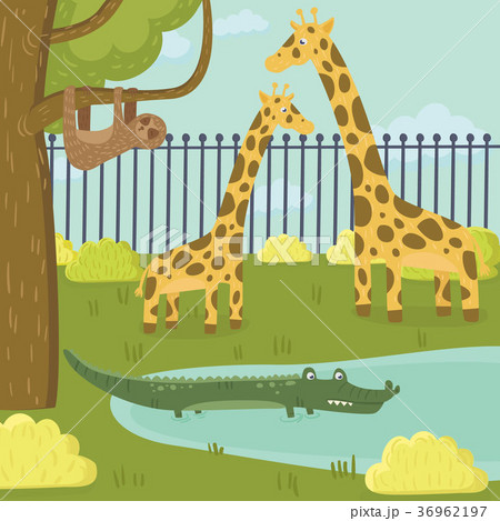 Funny sloth, giraffe and crocodile characters in Funny sloth, giraffe and crocodile characters in 36962197