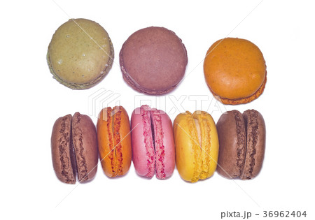 Sweet Tasty Macaroons Isolated on White Background Sweet Tasty Macaroons Isolated on White Background 36962404