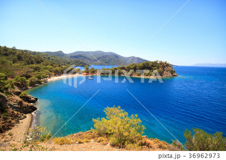 Beautiful beach with yacht Beautiful beach with yacht 36962973