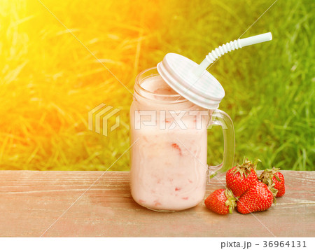 Mug of yogurt and strawberry Mug of yogurt and strawberry 36964131