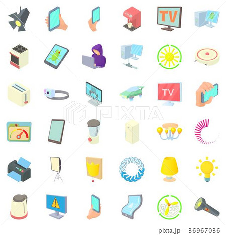 Electricity screen icons set, cartoon style 36967036