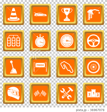 Racing speed icons set orange Racing speed icons set orange 36967078