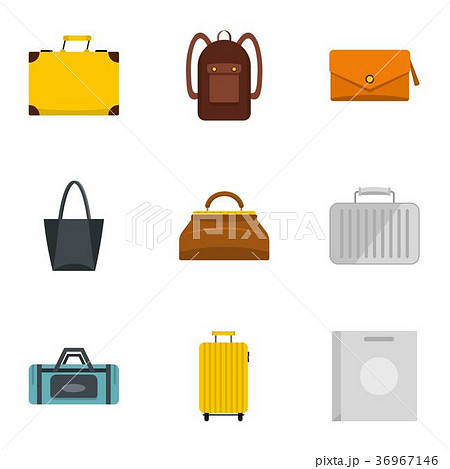 Bags for all occasions icon set, flat style 36967146