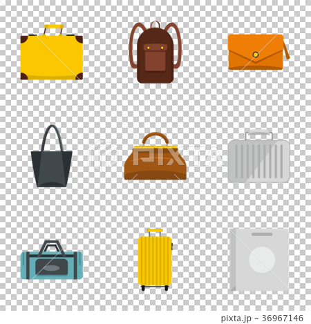 Bags for all occasions icon set, flat style 36967146