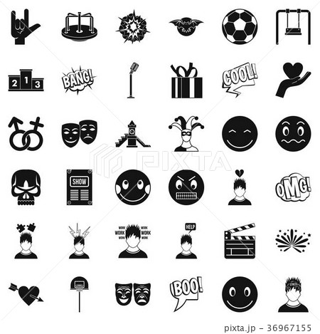 Face emotion icons set, simple style 36967155