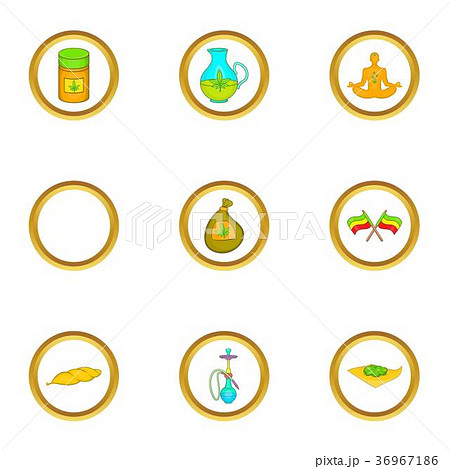Hashish icon set, cartoon style 36967186