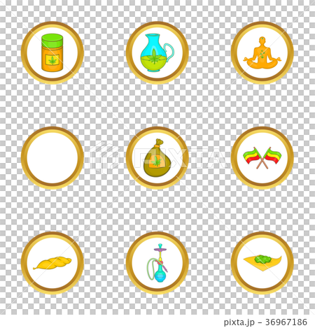 Hashish icon set, cartoon style 36967186