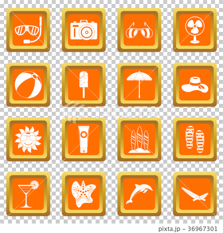 Summer rest icons set orange 36967301