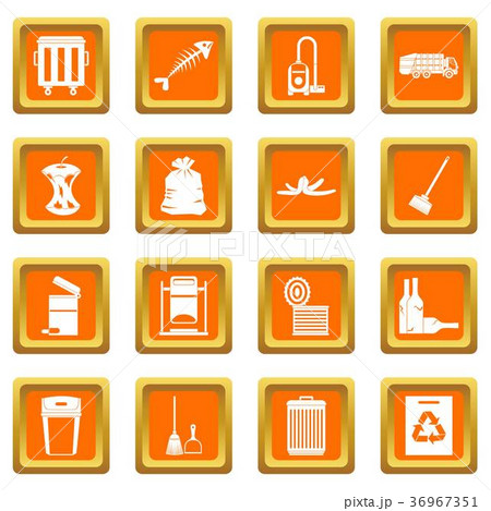 Garbage thing icons set orange Garbage thing icons set orange 36967351