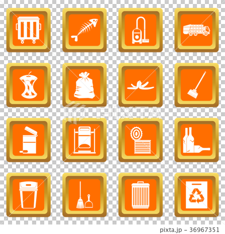 Garbage thing icons set orange Garbage thing icons set orange 36967351