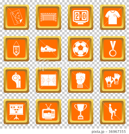 Soccer football icons set orange 36967355