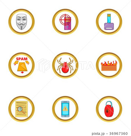 Hacker icons set, cartoon style Hacker icons set, cartoon style 36967360