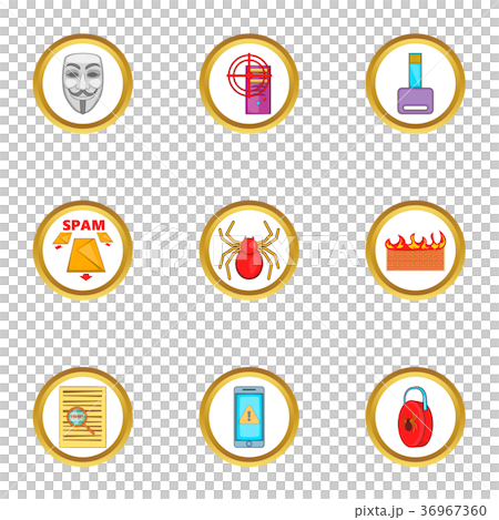 Hacker icons set, cartoon style Hacker icons set, cartoon style 36967360