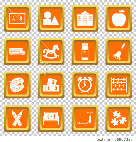 Kindergarten symbol icons set orange Kindergarten symbol icons set orange 36967383