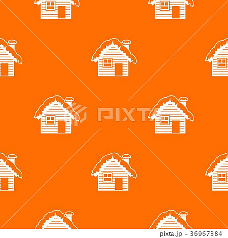 Wooden house covered with snow pattern seamless 36967384