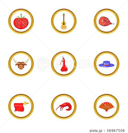Catalonia icons set, cartoon style 36967506