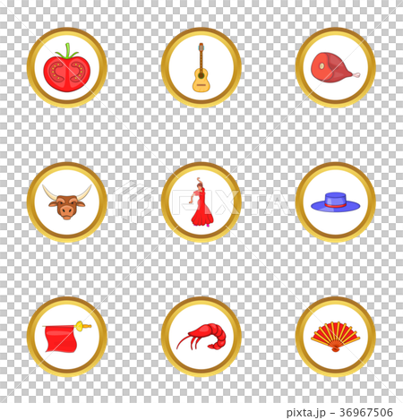 Catalonia icons set, cartoon style 36967506