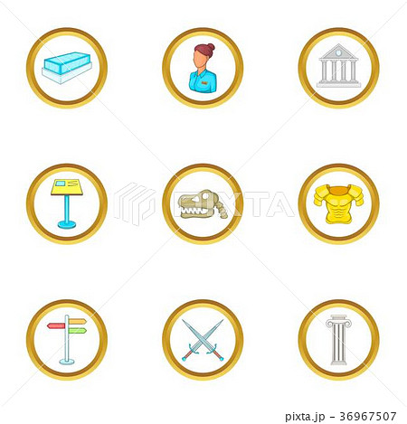 Gallery icons set, cartoon style 36967507