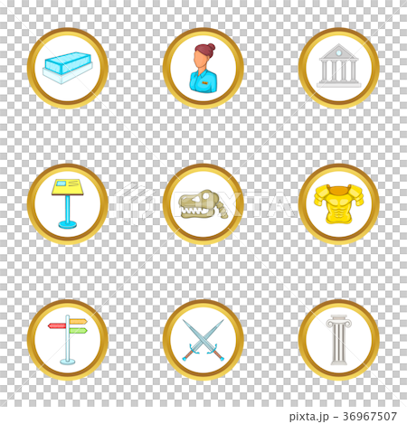 Gallery icons set, cartoon style 36967507