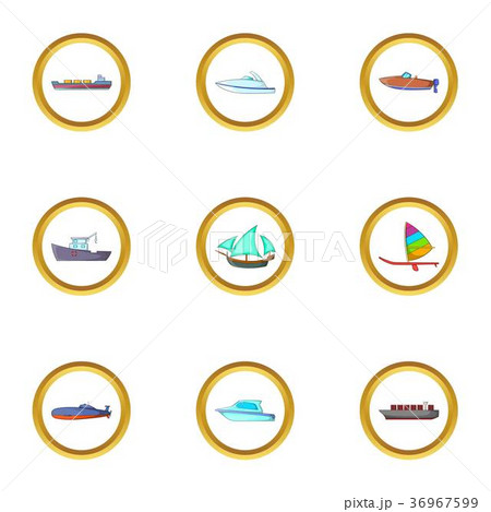 Marine icons set, cartoon style 36967599