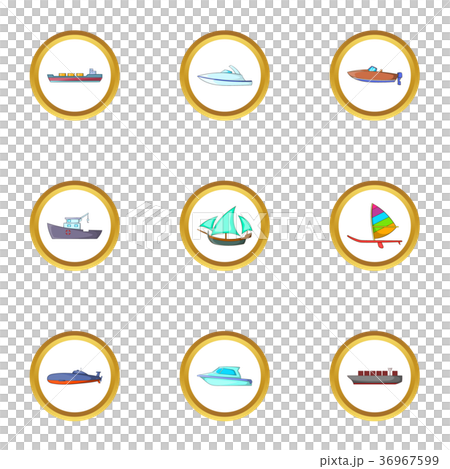 Marine icons set, cartoon style 36967599