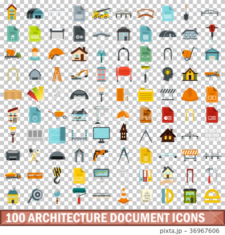 100 architecture document icons set, flat style 100 architecture document icons set, flat style 36967606