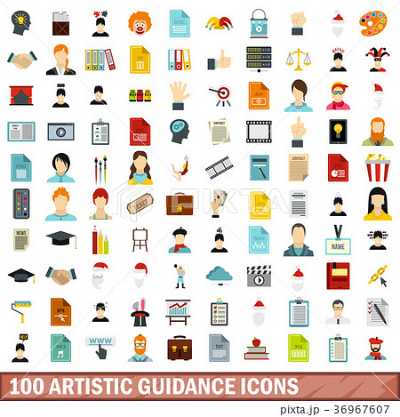 100 artistic guidance icons set, flat style 100 artistic guidance icons set, flat style 36967607