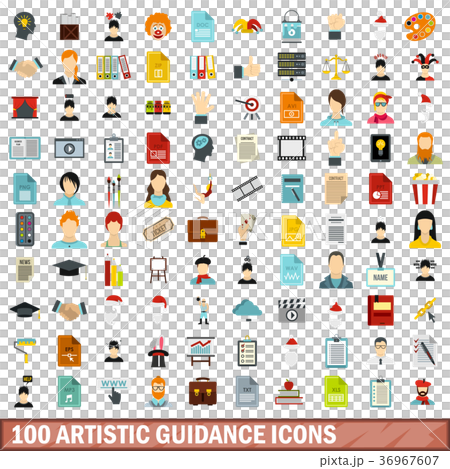 100 artistic guidance icons set, flat style 100 artistic guidance icons set, flat style 36967607