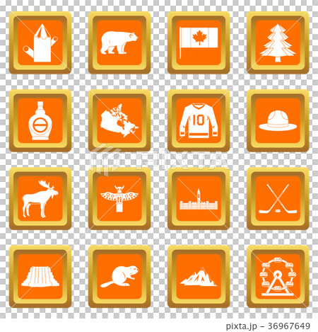 Canada travel icons set orange 36967649