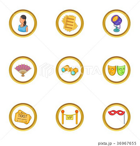 Theater icons set, cartoon style 36967655
