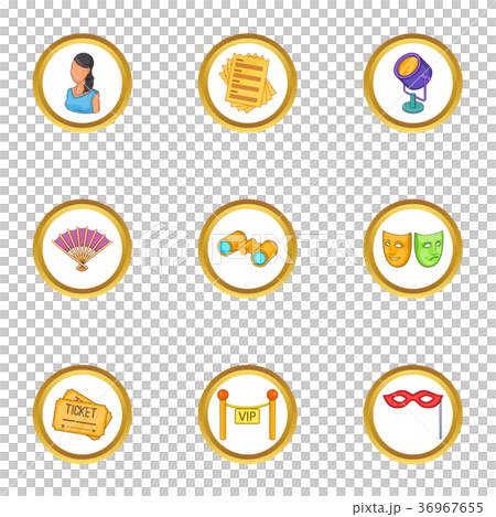 Theater icons set, cartoon style 36967655
