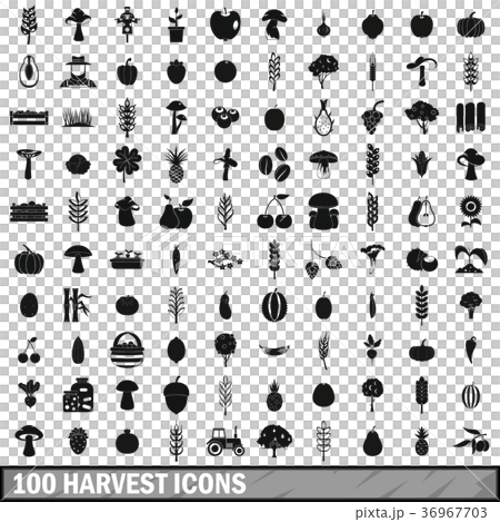 100 harvest icons set, simple style 100 harvest icons set, simple style 36967703