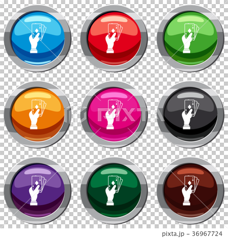 Hand holding playing cards set 9 collection 36967724