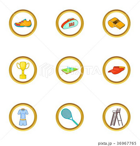 Tennis icons set, cartoon style Tennis icons set, cartoon style 36967765